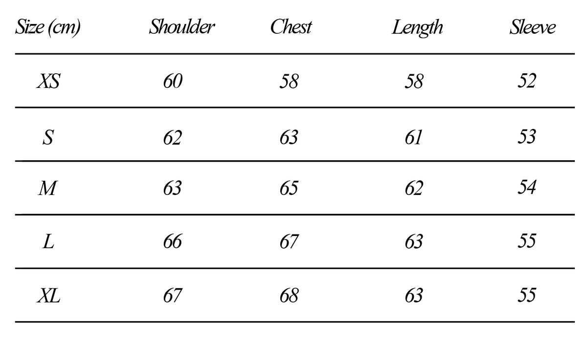 Size chart for Camp Rangers Hoodie